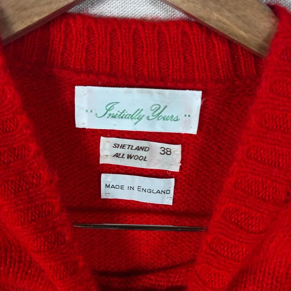 Initially‎ Yours VTG Red Shetland Wool Crewneck Sweater Women S Made In England
